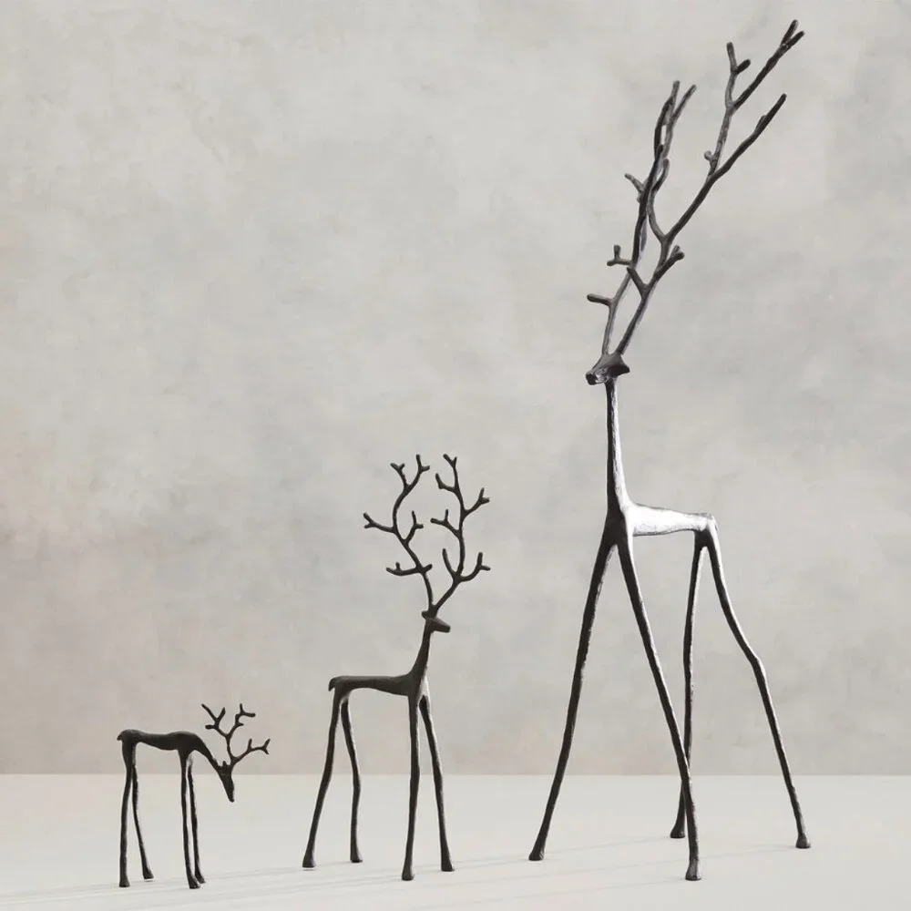 New Pottery Barn Reindeer Sculpted Bronze Black Small NWT
